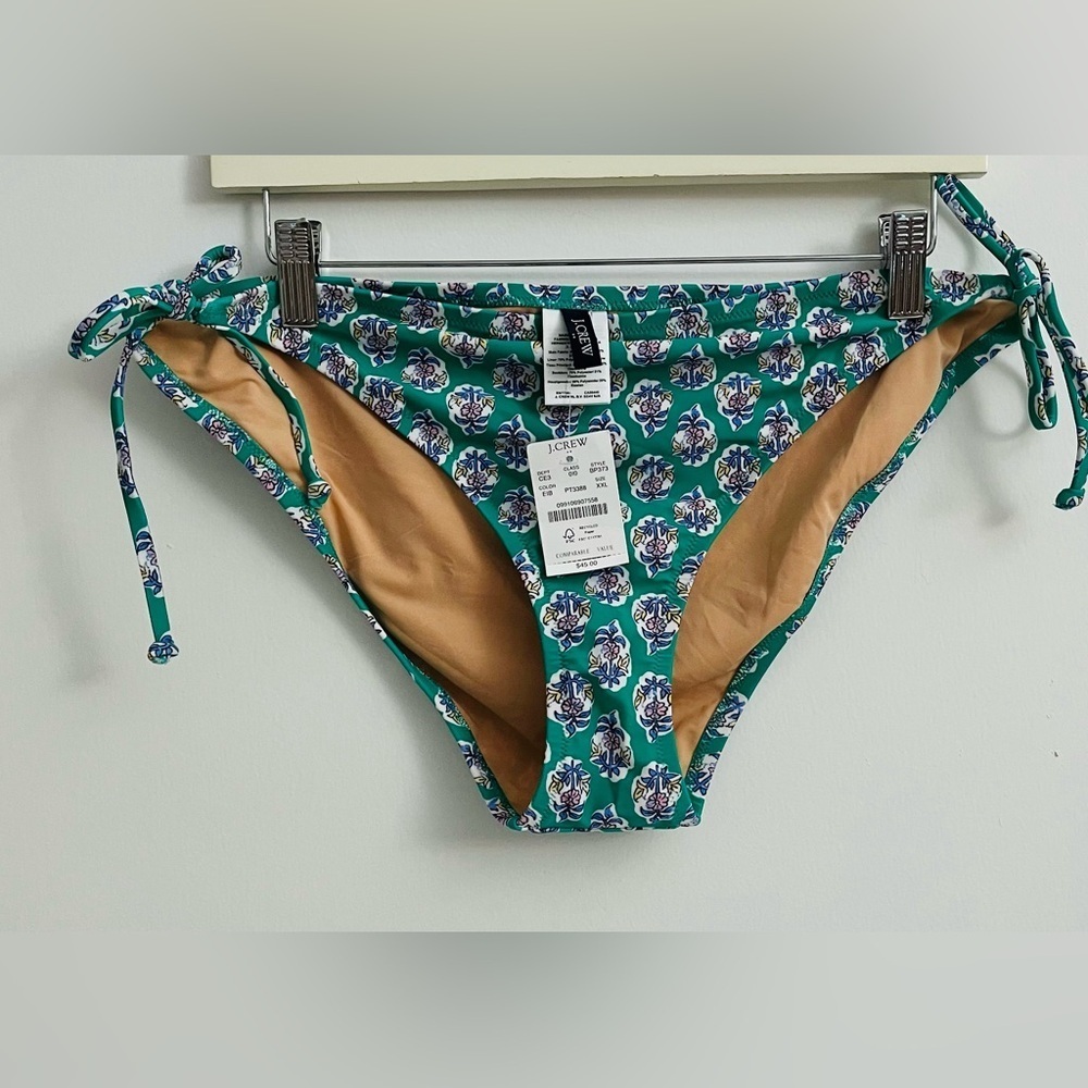 J. Crew Teal Floral Bikini Bottom Size XXL -NWT